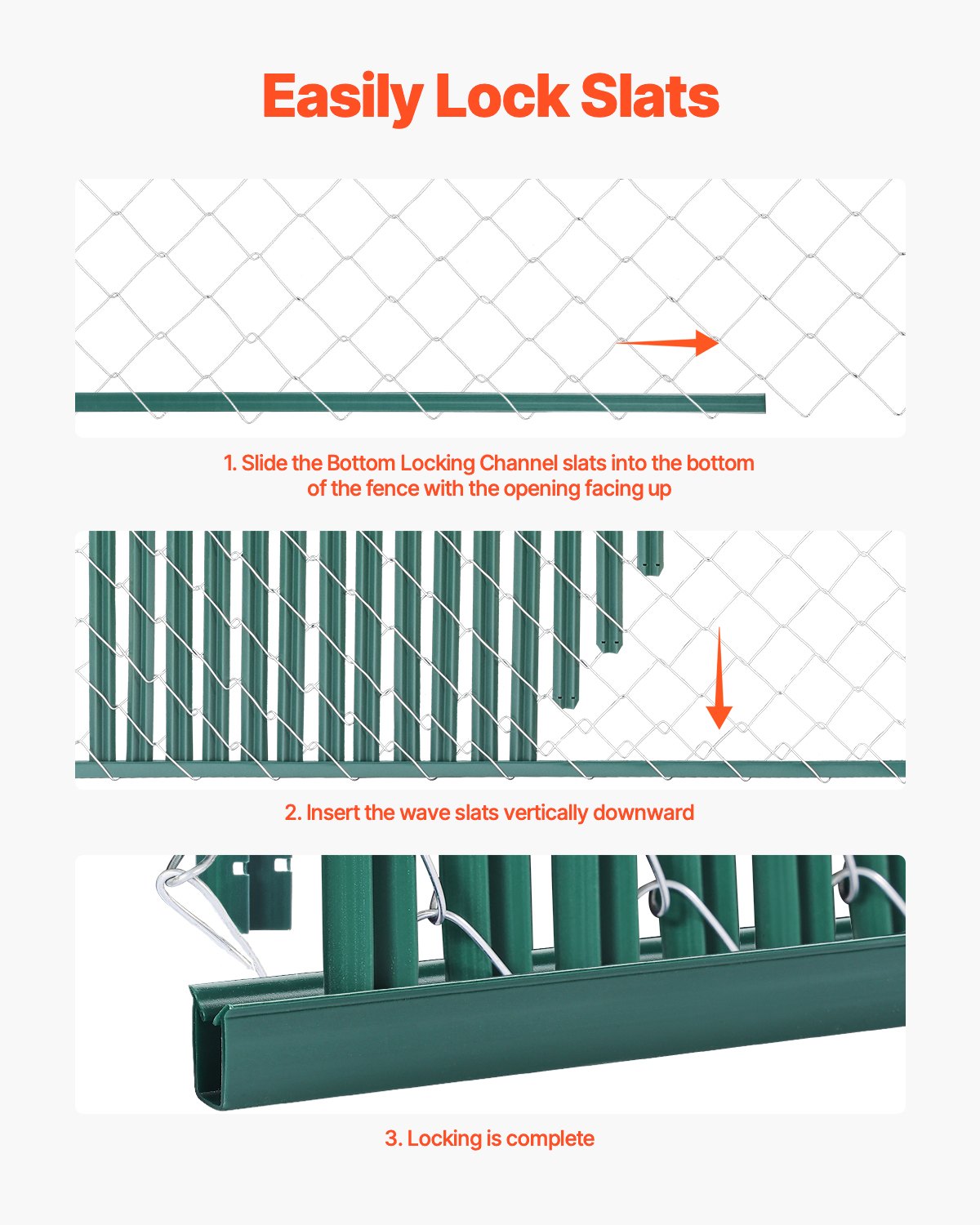 Chain Link Fence Privacy Slats Single Wall for 4' High Fence Bottom Lock