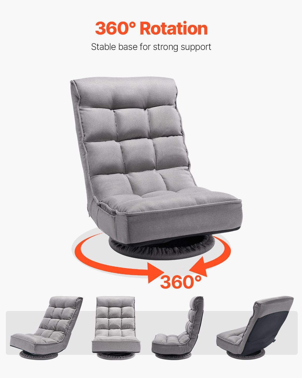 360° swivel gaming chair with 4 adjustable positions