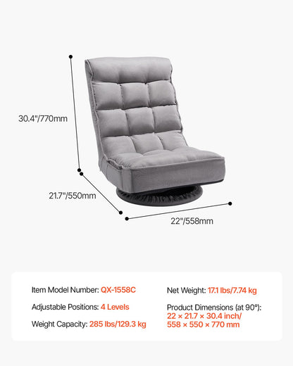 360° swivel gaming chair with 4 adjustable positions