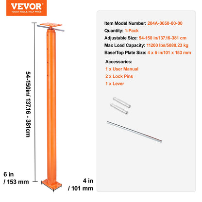 Verstellbarer Bodennivellierungspfosten, Hausbodennivellierungslift, Höhenbereich 54"-150"