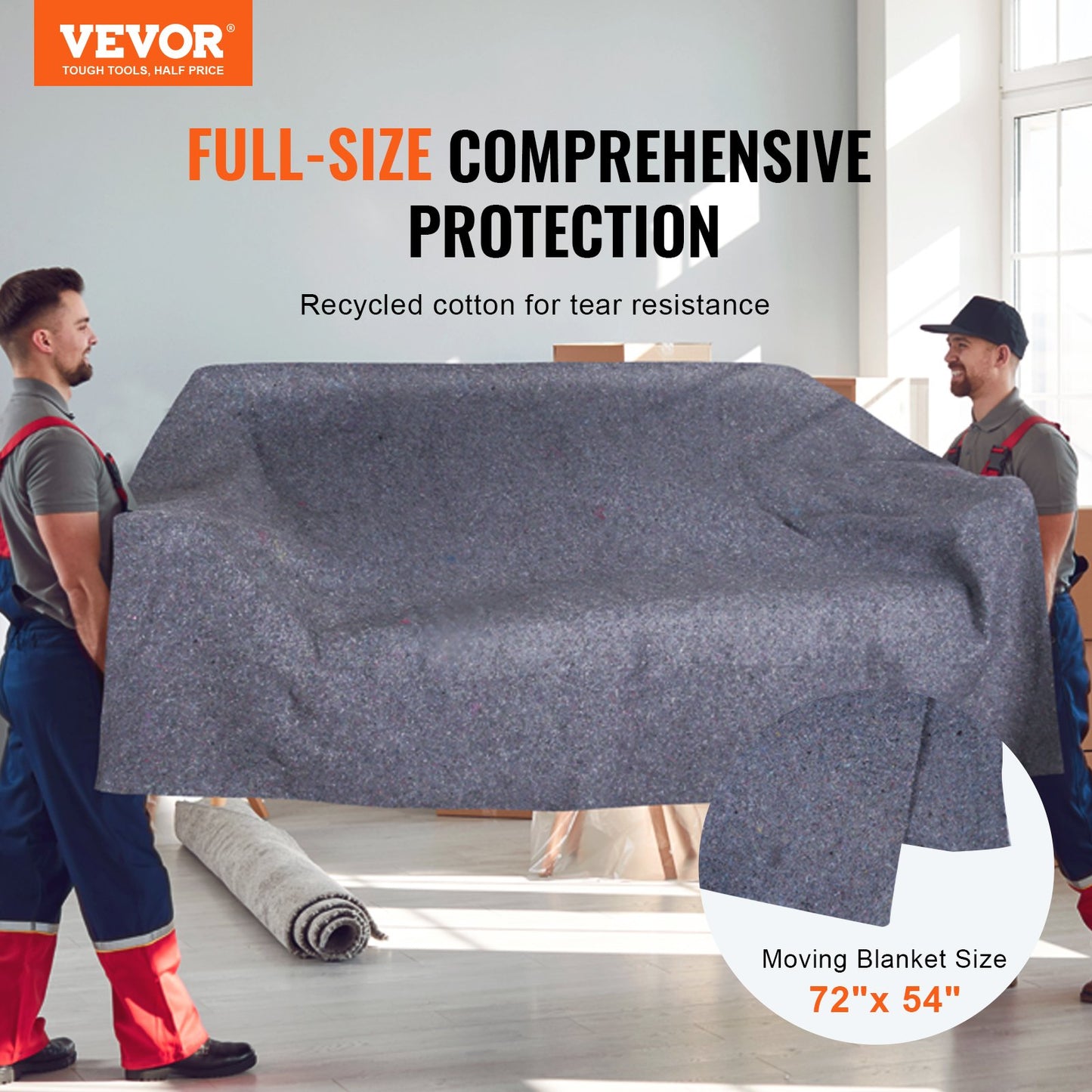 Umzugsdecken, 183,9 x 137,2 cm, Gewicht 9,5 kg/dz, 24 Packungen, professionelle Decke aus recycelter Baumwolle, große, strapazierfähige Umzugspolster, perfekt zum Schutz von Möbeln, Böden und Geräten