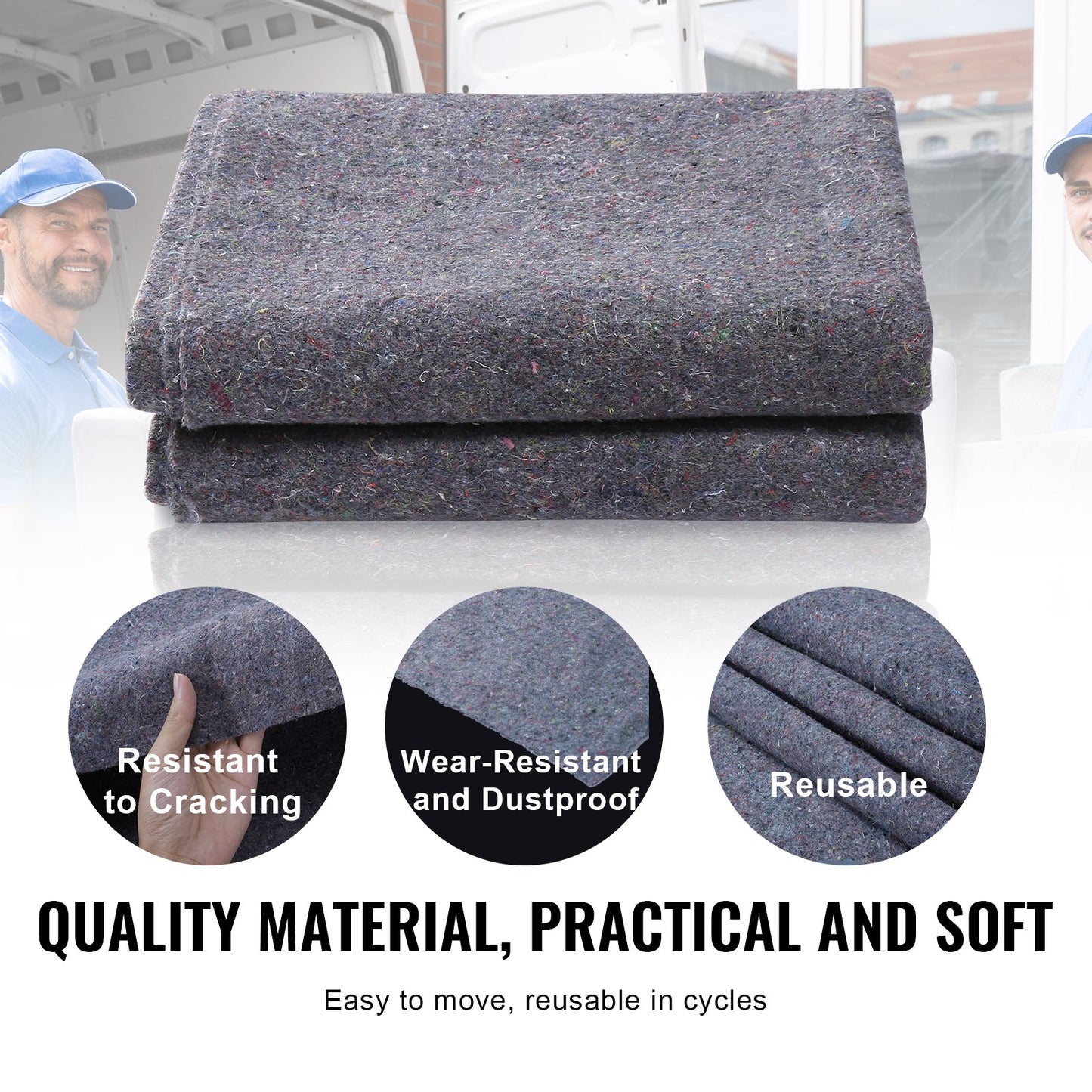 Umzugsdecken, 183,9 x 137,2 cm, Gewicht 9,5 kg/dz, 24 Packungen, professionelle Decke aus recycelter Baumwolle, große, strapazierfähige Umzugspolster, perfekt zum Schutz von Möbeln, Böden und Geräten