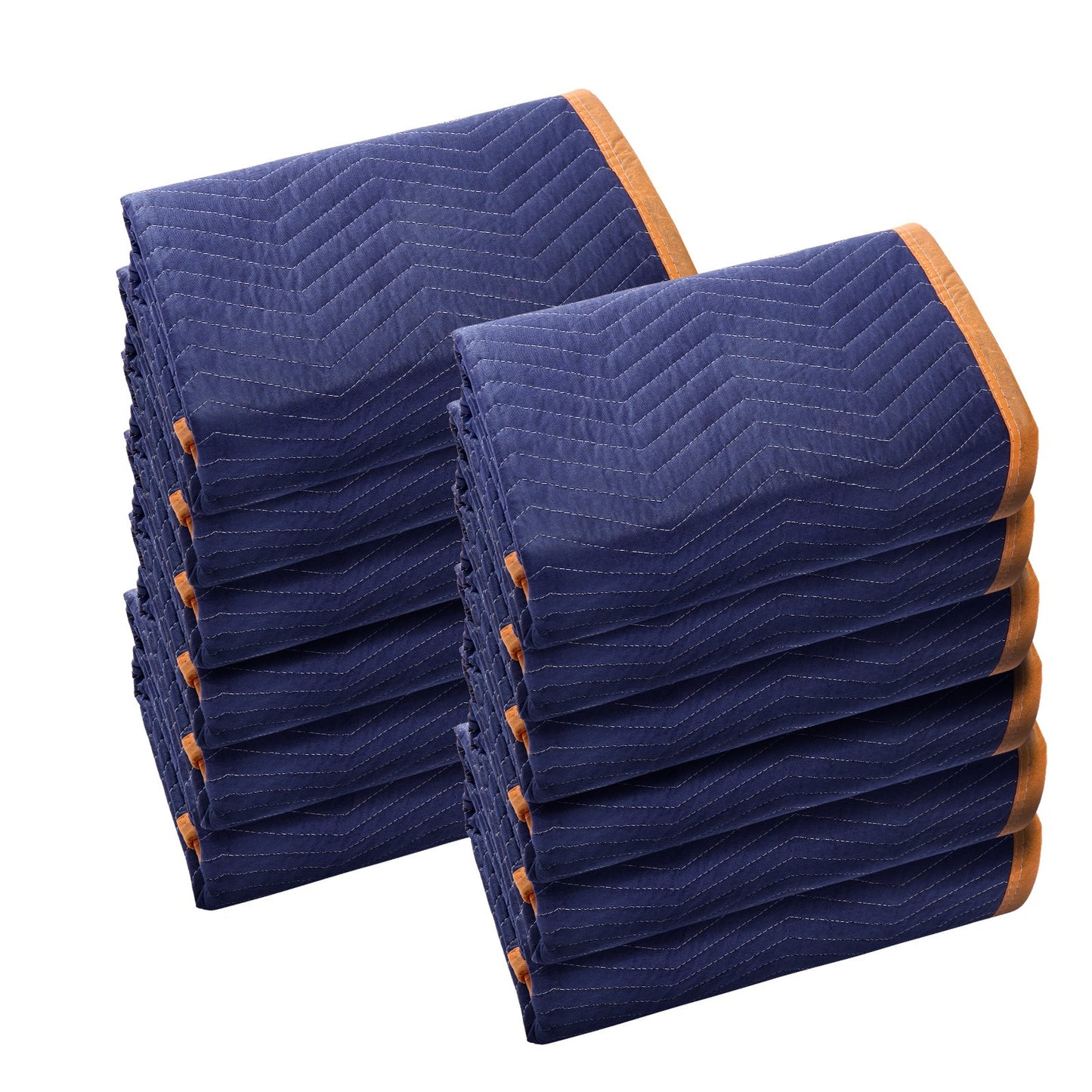Umzugsdecken, 203,2 x 182,9 cm, Gewicht 15,9 kg/dz, 12er-Pack, professionelle Decke aus Vlies und recycelter Baumwolle, strapazierfähige Umzugsmatten zum Schutz von Möbeln, Böden und Geräten, Blau/Orange