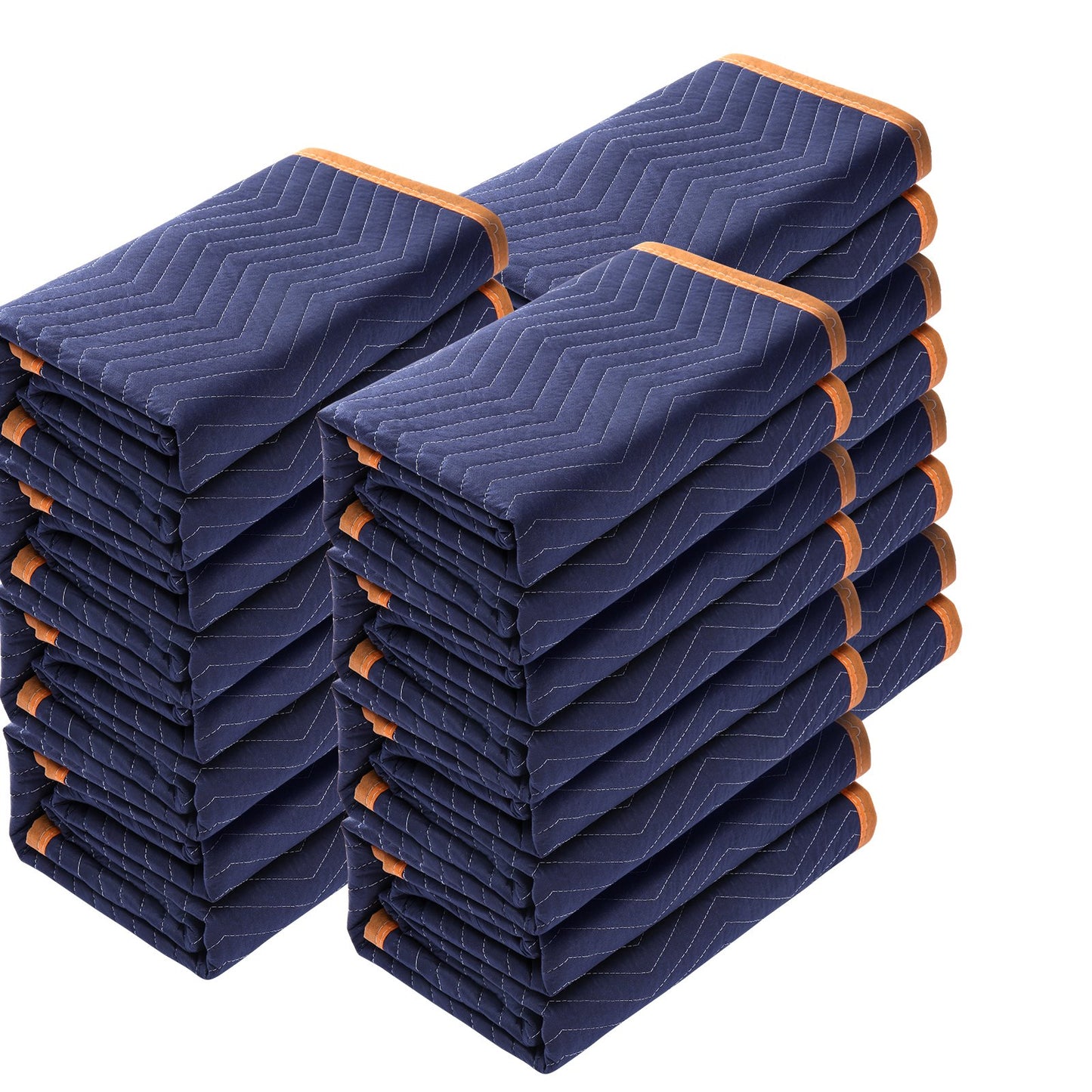 Umzugsdecken, 203,2 x 182,9 cm, Gewicht 15,9 kg/dz, 12er-Pack, professionelle Decke aus Vlies und recycelter Baumwolle, strapazierfähige Umzugsmatten zum Schutz von Möbeln, Böden und Geräten, Blau/Orange