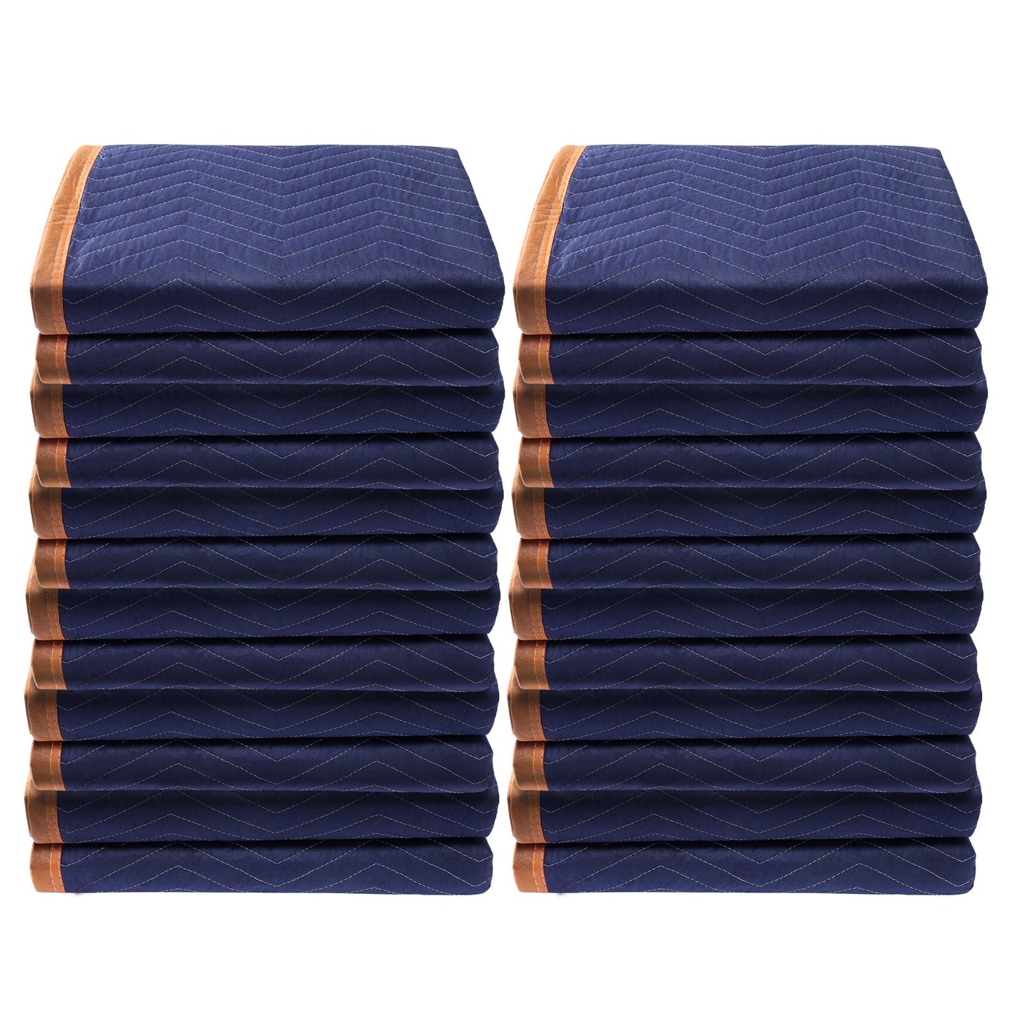 Umzugsdecken, 203,2 x 182,9 cm, Gewicht 15,9 kg/dz, 12er-Pack, professionelle Decke aus Vlies und recycelter Baumwolle, strapazierfähige Umzugsmatten zum Schutz von Möbeln, Böden und Geräten, Blau/Orange