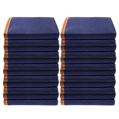 Umzugsdecken, 203,2 x 182,9 cm, Gewicht 15,9 kg/dz, 12er-Pack, professionelle Decke aus Vlies und recycelter Baumwolle, strapazierfähige Umzugsmatten zum Schutz von Möbeln, Böden und Geräten, Blau/Orange