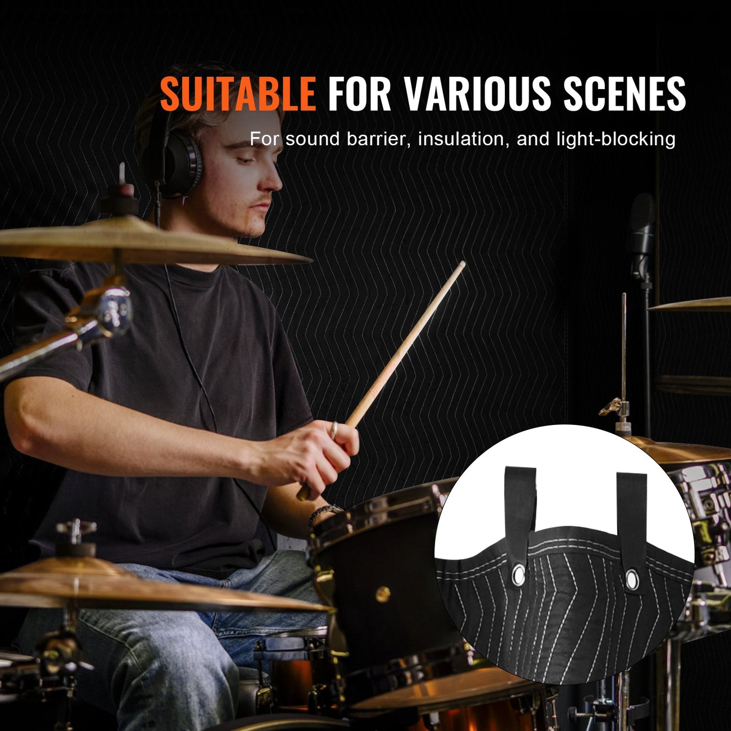 Soundproofing Blanket, 96" x 80", Extra Large Studio Soundproof Blanket with Grommets, Light Blocker for Doors Acoustic Noise Blocking Blanket Studio Sound Absorbing Sheet, Black