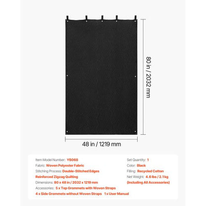 ljuddämpande filtar, ljudisolerade gardiner med 2032 x 1219 mm, ljudisolerad filt med öljetter, studiofilt med öljetter, för fönster, dörr, ljusblockerare, musikinspelning, svart |  EU