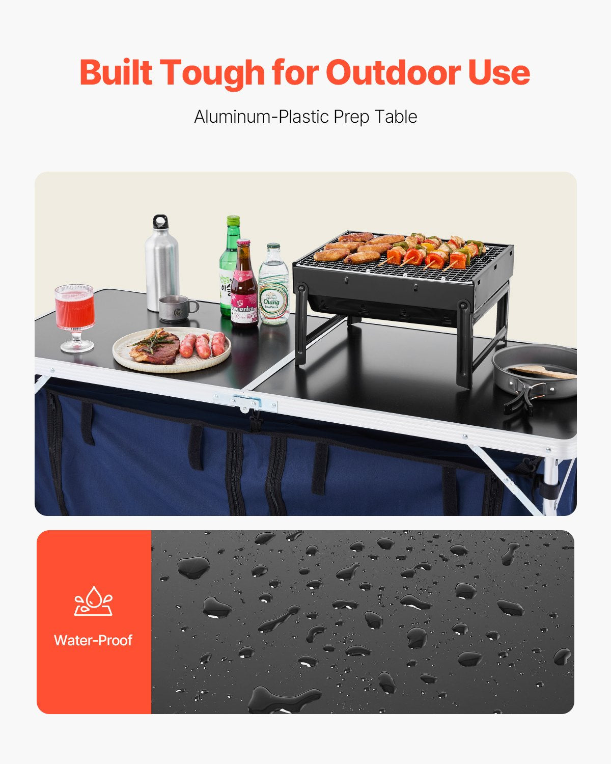Camping Köksbord Fällbart Bärbar Cook Station 3 Justerbara höjder