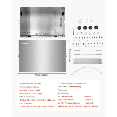 Battery Box Group 24/31 Aluminum Alloy Shell for Off-Road Vehicles and Trucks