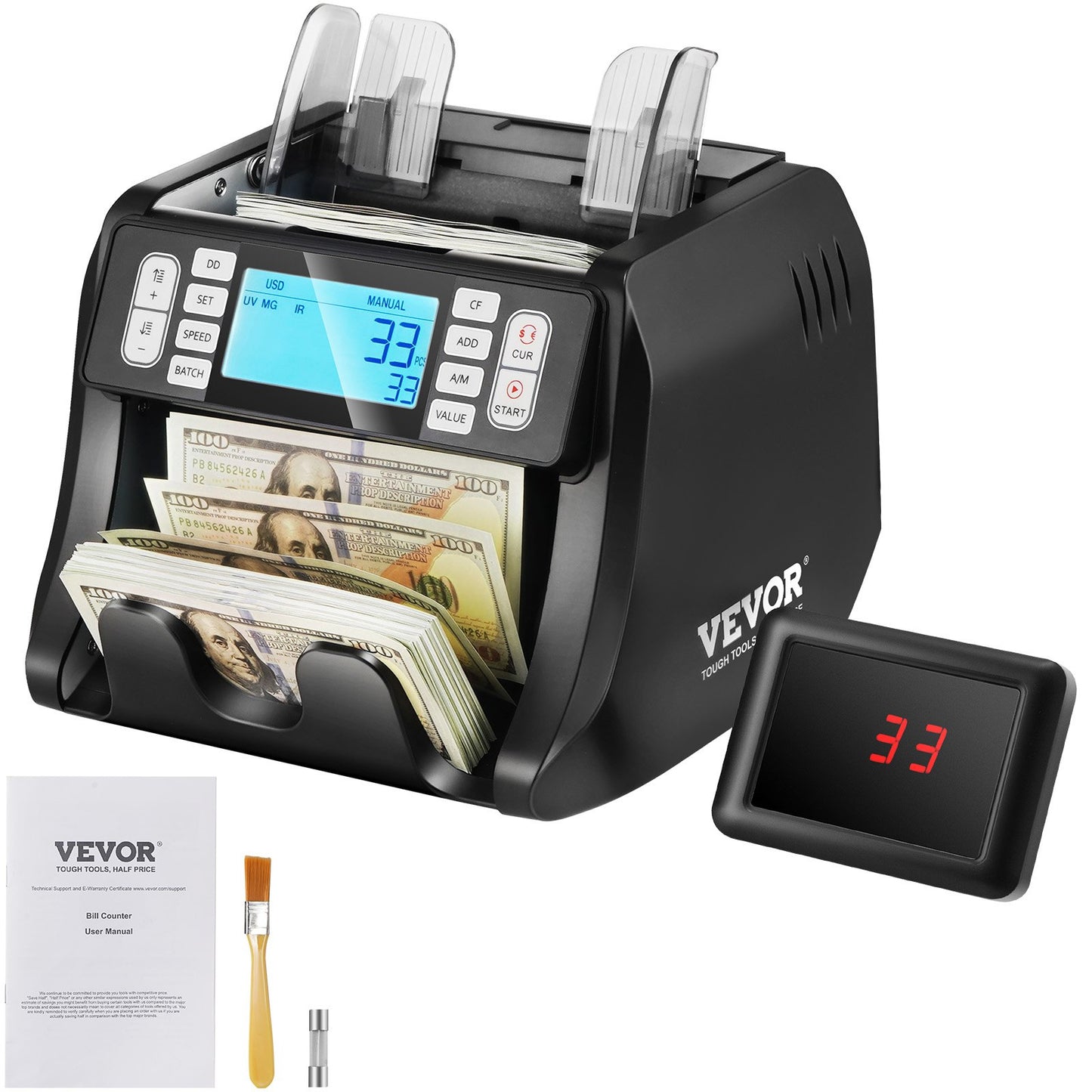 Money Counter Machine Bill Counter med UV MG IR DD Förfalskningsdetektering