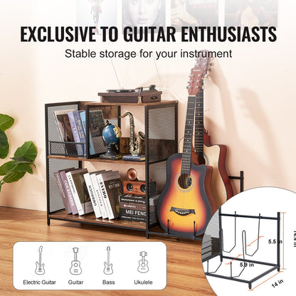 Skivspelaresstativ 3-vånings skivspelare i metall med Guitar Store Svart