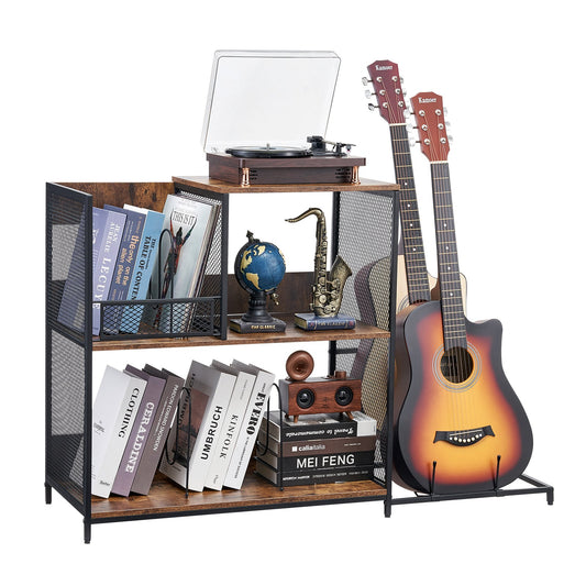 Skivspelaresstativ 3-vånings skivspelare i metall med Guitar Store Svart