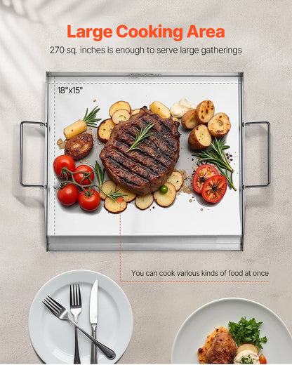 18x16 in Flat Stainless Steel Barbecue Grill Universal BBQ Grill Pan Kitchenware