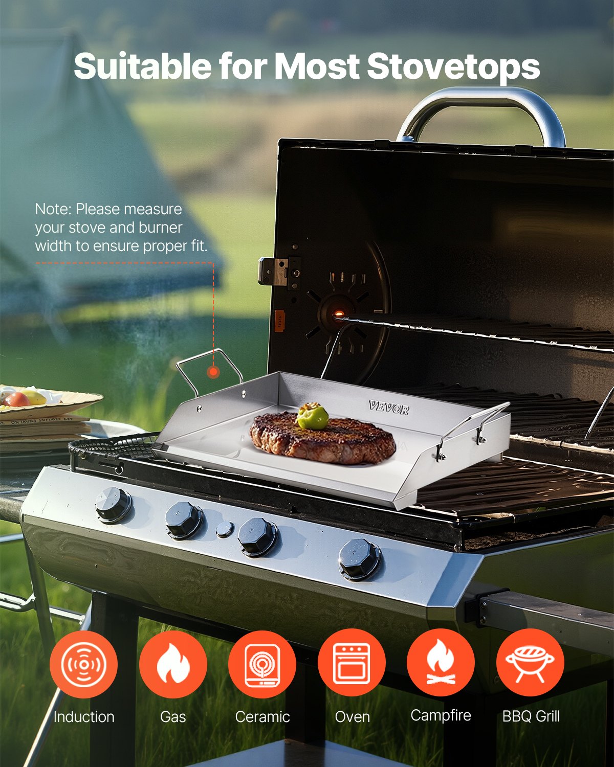 18x16 in Flat Stainless Steel Barbecue Grill Universal BBQ Grill Pan Kitchenware
