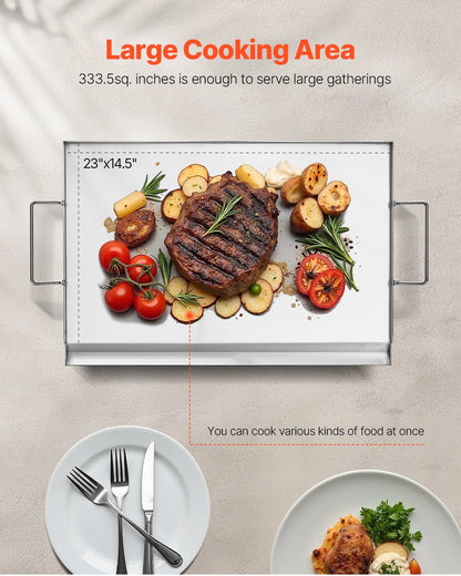23x16 in Flat Stainless Steel Barbecue Grill Universal BBQ Grill Pan Kitchenware