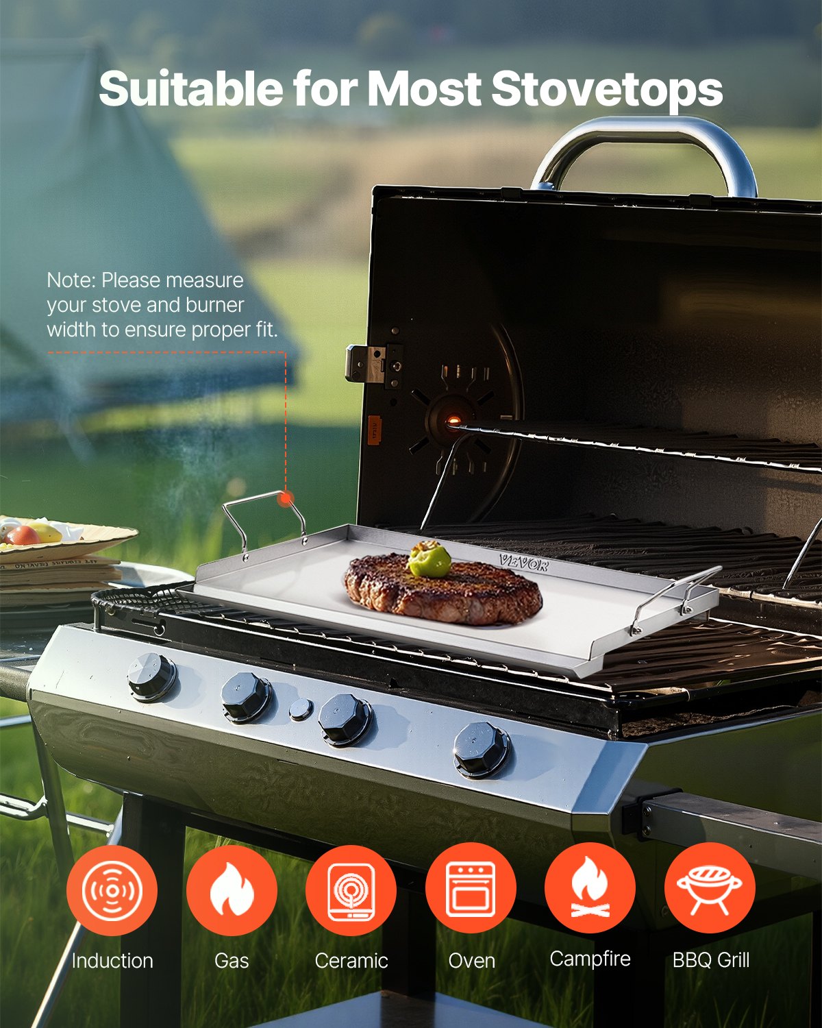 23x16 in Flat Stainless Steel Barbecue Grill Universal BBQ Grill Pan Kitchenware
