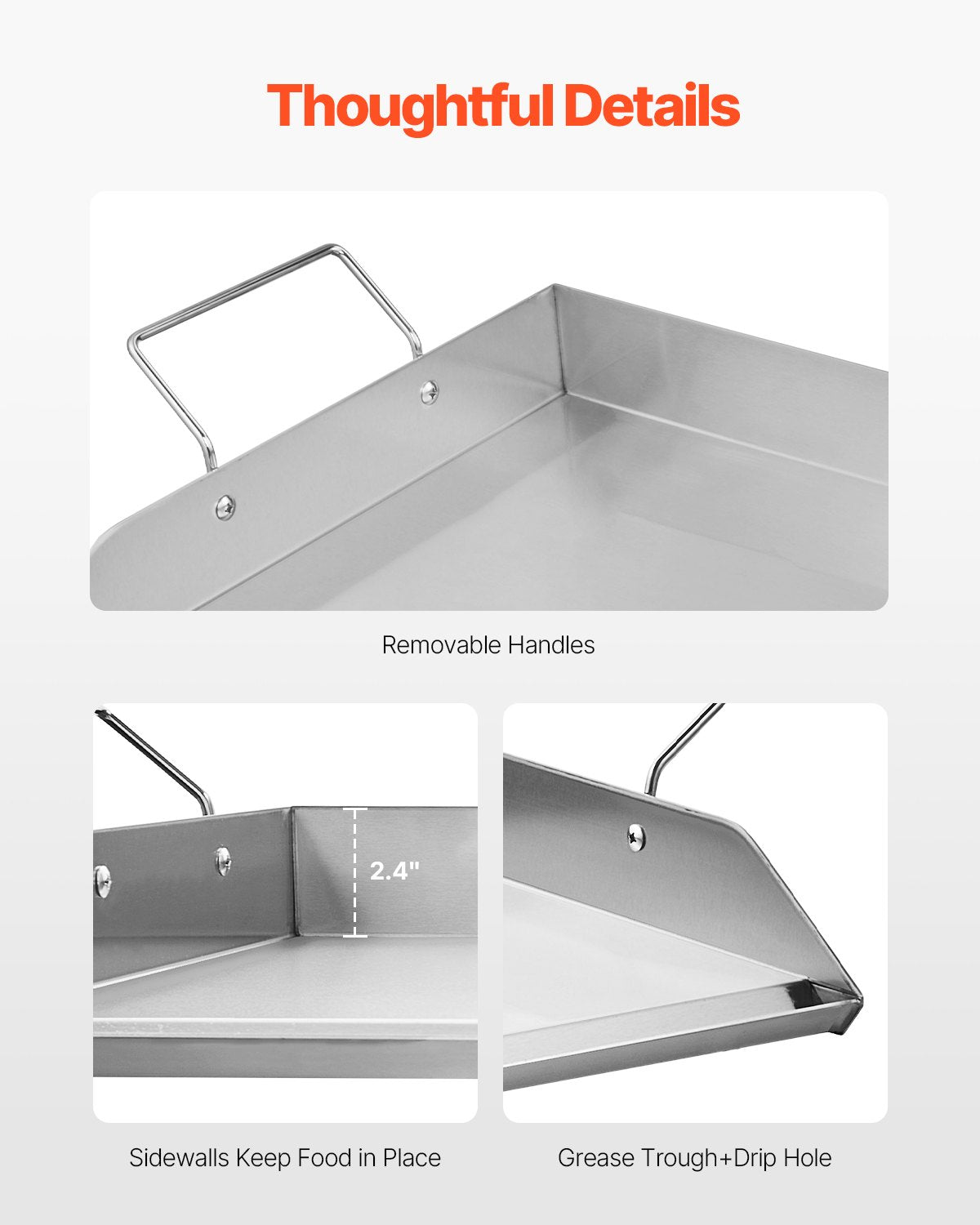 32x16 in Stainless Steel Flat Grill Plate Universal BBQ Grill Pan Kitchen Utensils