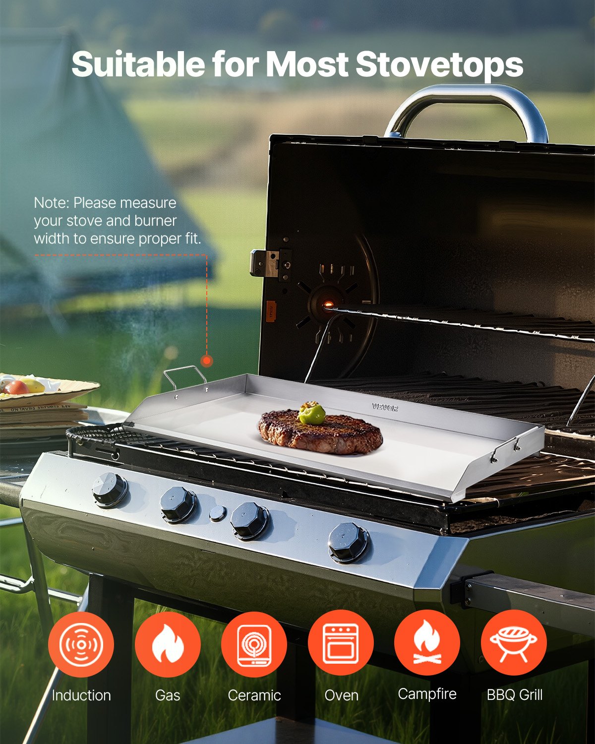 36x22 in Stainless Steel Flat Barbecue Grill Universal BBQ Grill Pan Kitchen Utensils