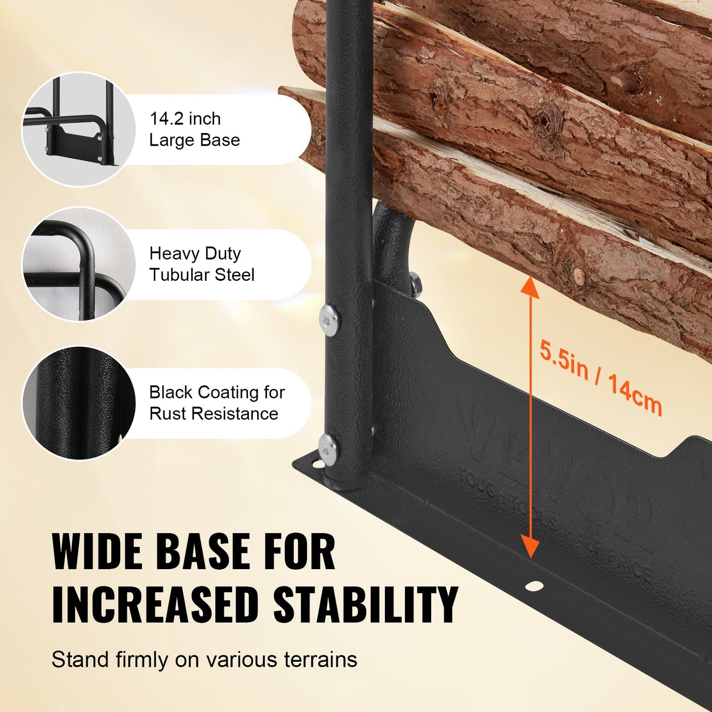 8,5 FT vedställ utomhus med lock, 102x14,2x46,1 tum, kraftig vedhållare & 600D Oxford vattentätt lock för öppen spis, uteplats, inomhus/utomhus stockförvaringsställ för 1/2 sladd ved