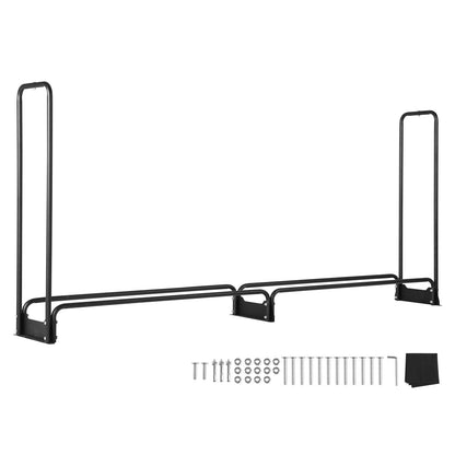 8,5 FT vedställ utomhus med lock, 102x14,2x46,1 tum, kraftig vedhållare & 600D Oxford vattentätt lock för öppen spis, uteplats, inomhus/utomhus stockförvaringsställ för 1/2 sladd ved