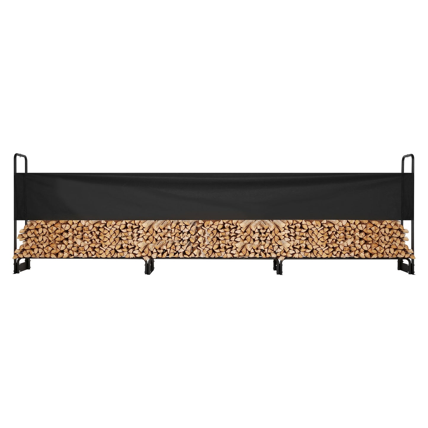 12,7 Fuß großes Brennholzregal für den Außenbereich mit Deckel, 152 x 14,2 x 46,1 Zoll, robuster Brennholzhalter und wasserdichter 600D Oxford-Deckel für Kamin, Terrasse, Holzlagerregal für drinnen und draußen für 3/4 Cord Brennholz