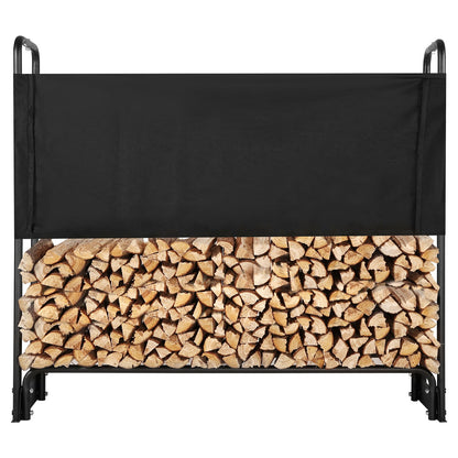 4,3 Fuß großes Brennholzregal mit Deckel für den Außenbereich, 52 x 14,2 x 46,1 Zoll, robuster Brennholzhalter und wasserdichter 600D Oxford-Deckel für Kamin, Terrasse, Holzlagerregal für drinnen und draußen für 1/4 Cord Brennholz