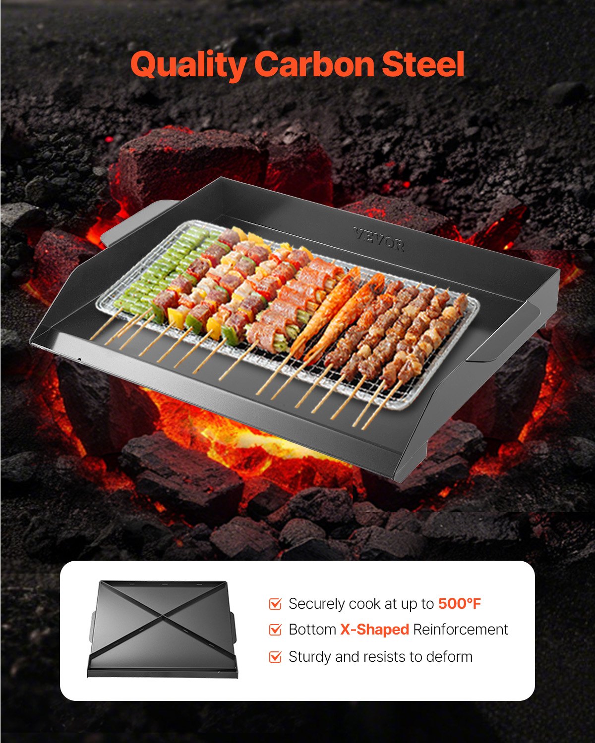 22x16 in Flat Top Griddle Carbon Steel Universal BBQ Grill Pan Cookware