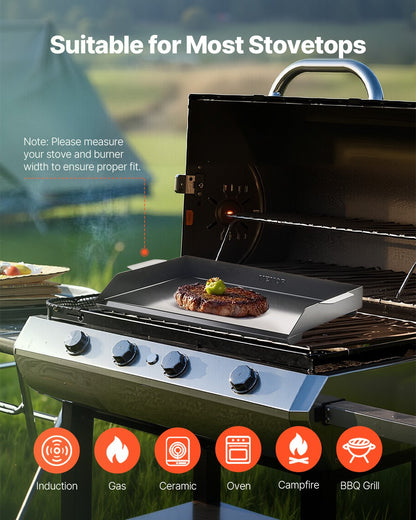 22x16 in Flat Top Griddle Carbon Steel Universal BBQ Grill Pan Cookware