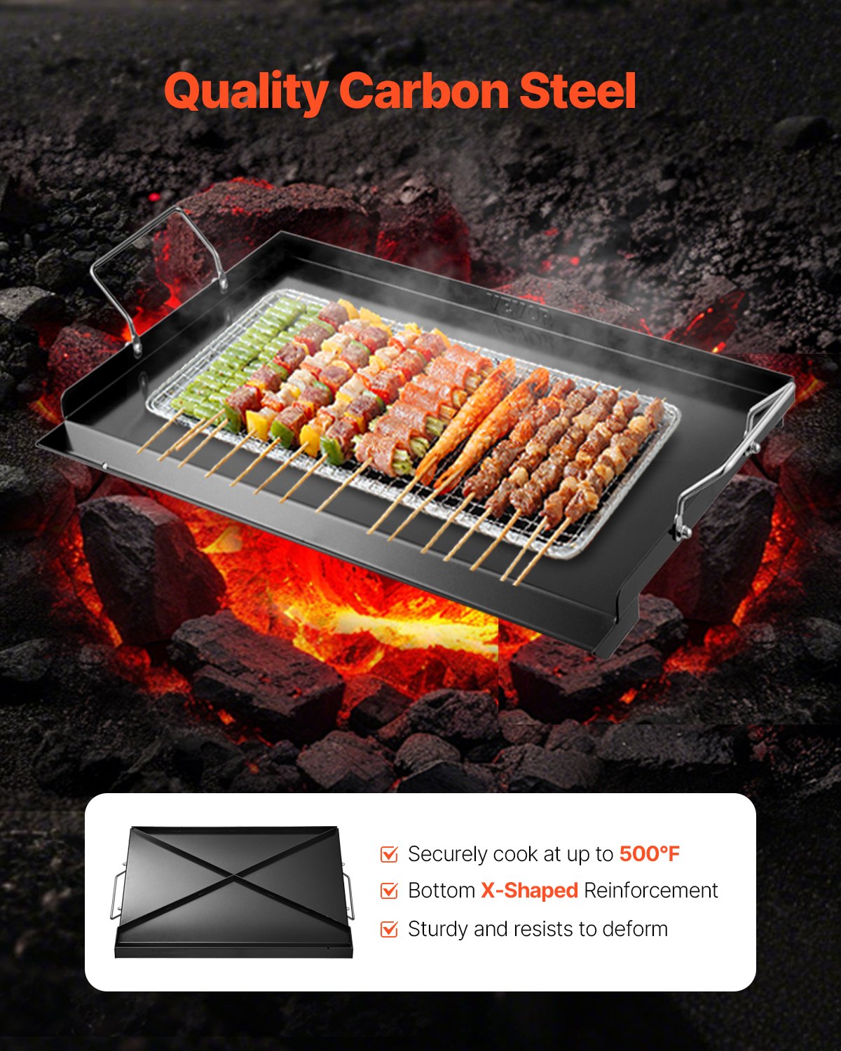 24x16 i Flat Top Griddle Carbon Steel Universal BBQ Grill Pan Köksredskap