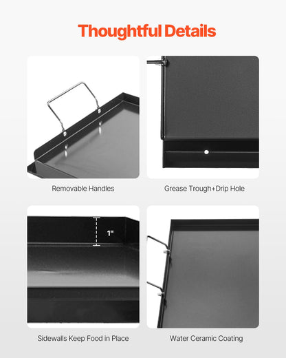 24x16 i Flat Top Griddle Carbon Steel Universal BBQ Grill Pan Köksredskap