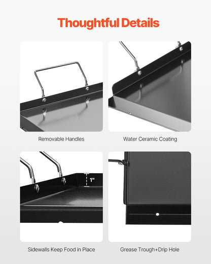 32x14 in Flat Top Griddle Carbon Steel Universal BBQ Grill Pan Cookware