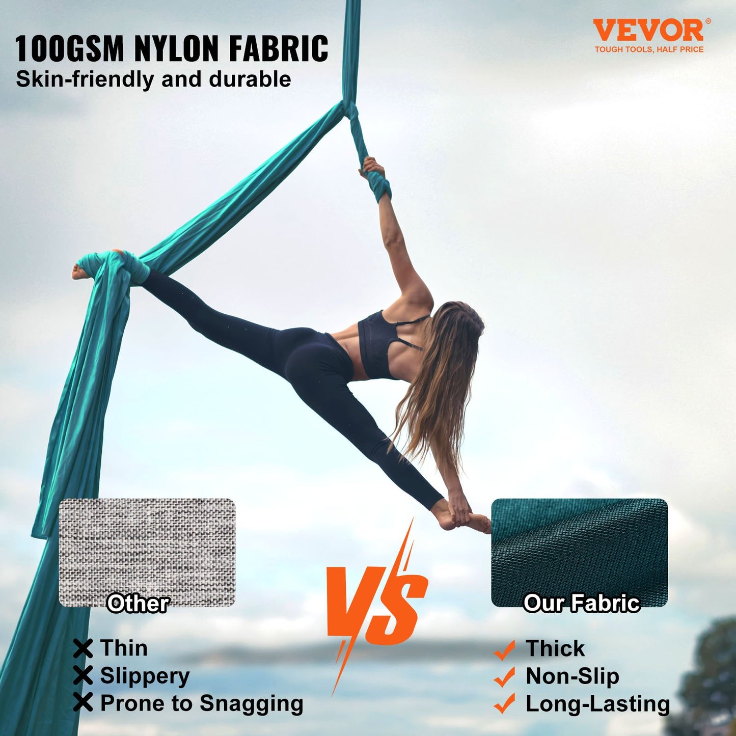 Aerial Silk & Yoga Swing, 11 Yards, Aerial Yoga Hammock Kit med 100gsm nylontyg, Full Rigging Hårdvara & Enkel installationsguide, Antigravity Flying för alla nivåer Fitness Bodybuilding, Grön