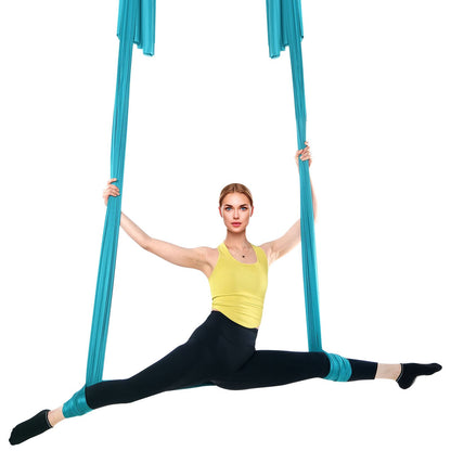 Aerial Silk & Yoga Swing, 11 Yards, Aerial Yoga Hammock Kit med 100gsm nylontyg, Full Rigging Hårdvara och enkel installationsguide, Antigravity Flying för alla nivåer Fitness Bodybuilding, Blå