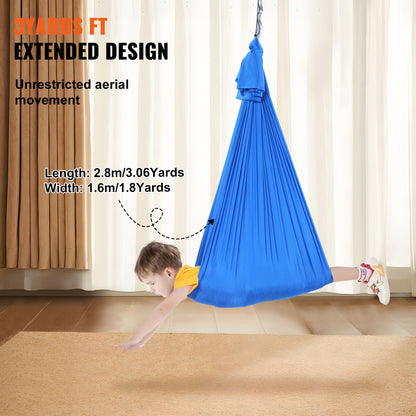 Sensory Swing för barn, 3,1 yards, Therapy Gunga för barn med särskilda behov, Cuddle Swing inomhus Hängmatta utomhus för barn och vuxna med autism, ADHD, Aspergers, sensorisk integration, blå