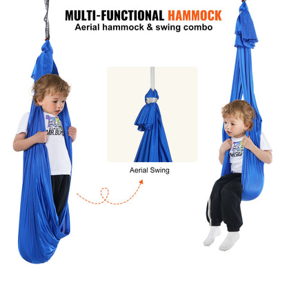 Sensory Swing för barn, 3,1 yards, Therapy Gunga för barn med särskilda behov, Cuddle Swing inomhus Hängmatta utomhus för barn och vuxna med autism, ADHD, Aspergers, sensorisk integration, blå