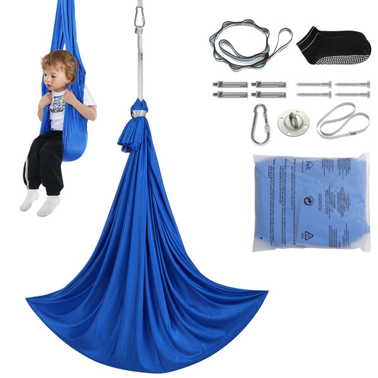 Sensory Swing för barn, 3,1 yards, Therapy Gunga för barn med särskilda behov, Cuddle Swing inomhus Hängmatta utomhus för barn och vuxna med autism, ADHD, Aspergers, sensorisk integration, blå
