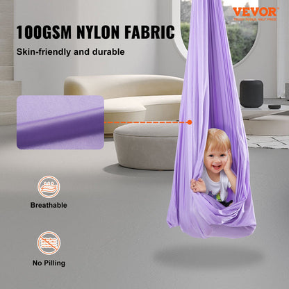Sensory Swing för barn, 3,1 yards, Therapy Gunga för barn med särskilda behov, Cuddle Swing inomhus Utomhus Hängmatta för barn och vuxna med autism, ADHD, Aspergers, sensorisk integration, lila