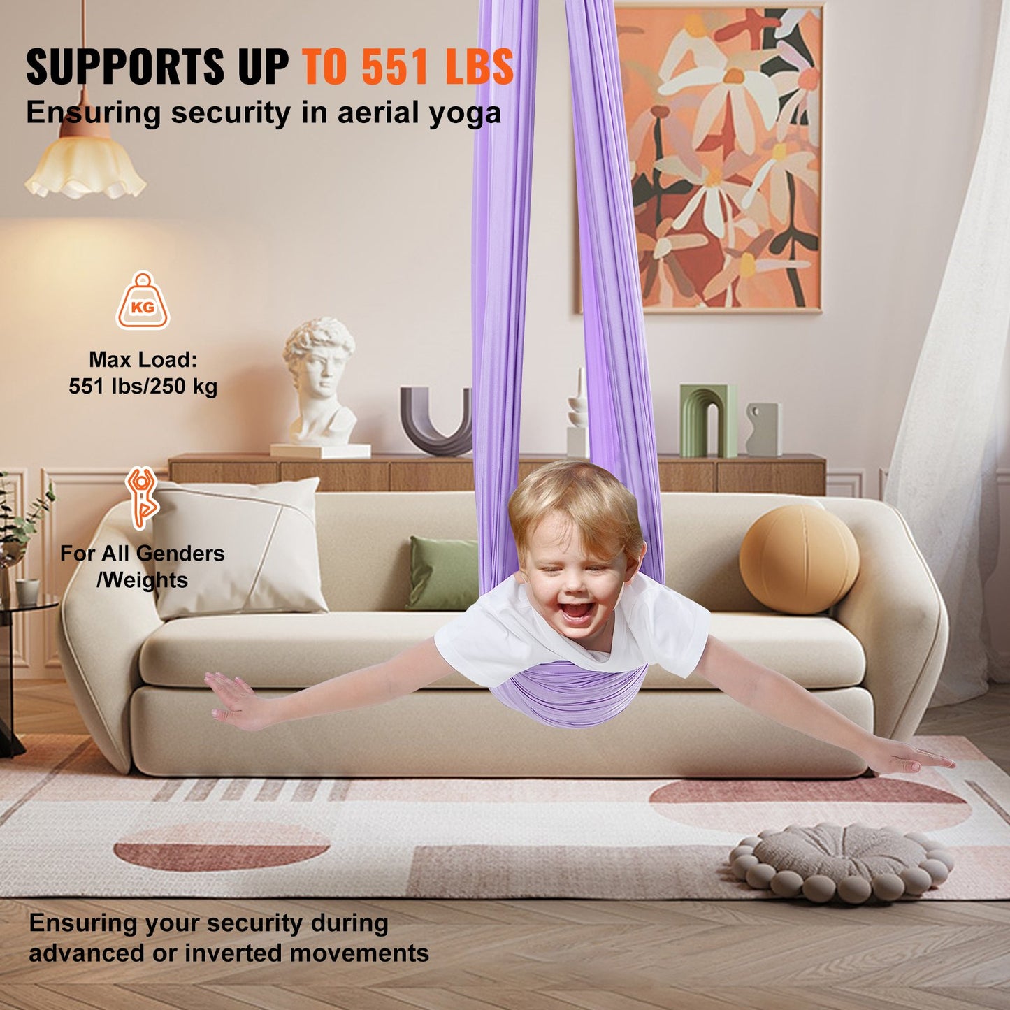 Sensory Swing för barn, 3,1 yards, Therapy Gunga för barn med särskilda behov, Cuddle Swing inomhus Utomhus Hängmatta för barn och vuxna med autism, ADHD, Aspergers, sensorisk integration, lila