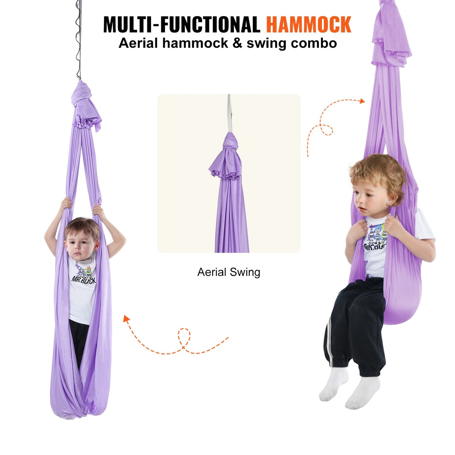 Sensory Swing för barn, 3,1 yards, Therapy Gunga för barn med särskilda behov, Cuddle Swing inomhus Utomhus Hängmatta för barn och vuxna med autism, ADHD, Aspergers, sensorisk integration, lila