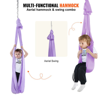 Sensory Swing för barn, 3,1 yards, Therapy Gunga för barn med särskilda behov, Cuddle Swing inomhus Utomhus Hängmatta för barn och vuxna med autism, ADHD, Aspergers, sensorisk integration, lila
