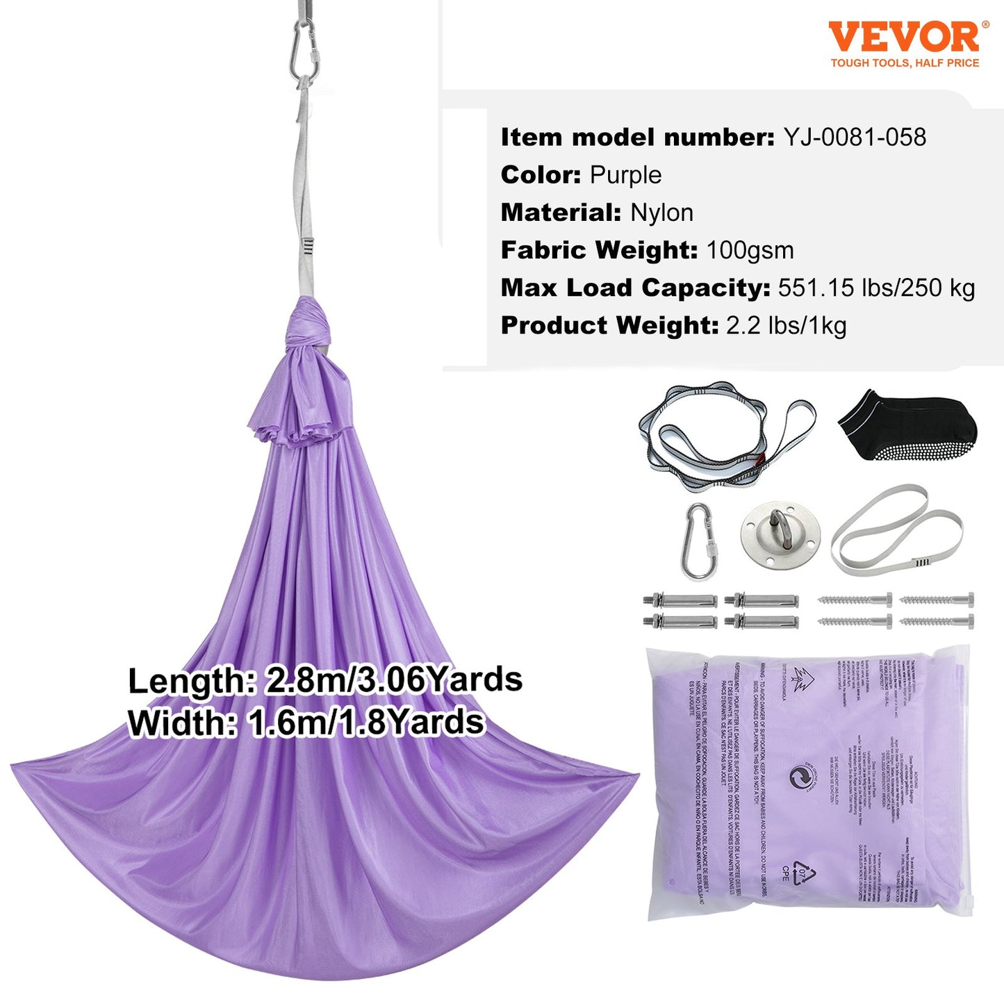 Sensory Swing för barn, 3,1 yards, Therapy Gunga för barn med särskilda behov, Cuddle Swing inomhus Utomhus Hängmatta för barn och vuxna med autism, ADHD, Aspergers, sensorisk integration, lila