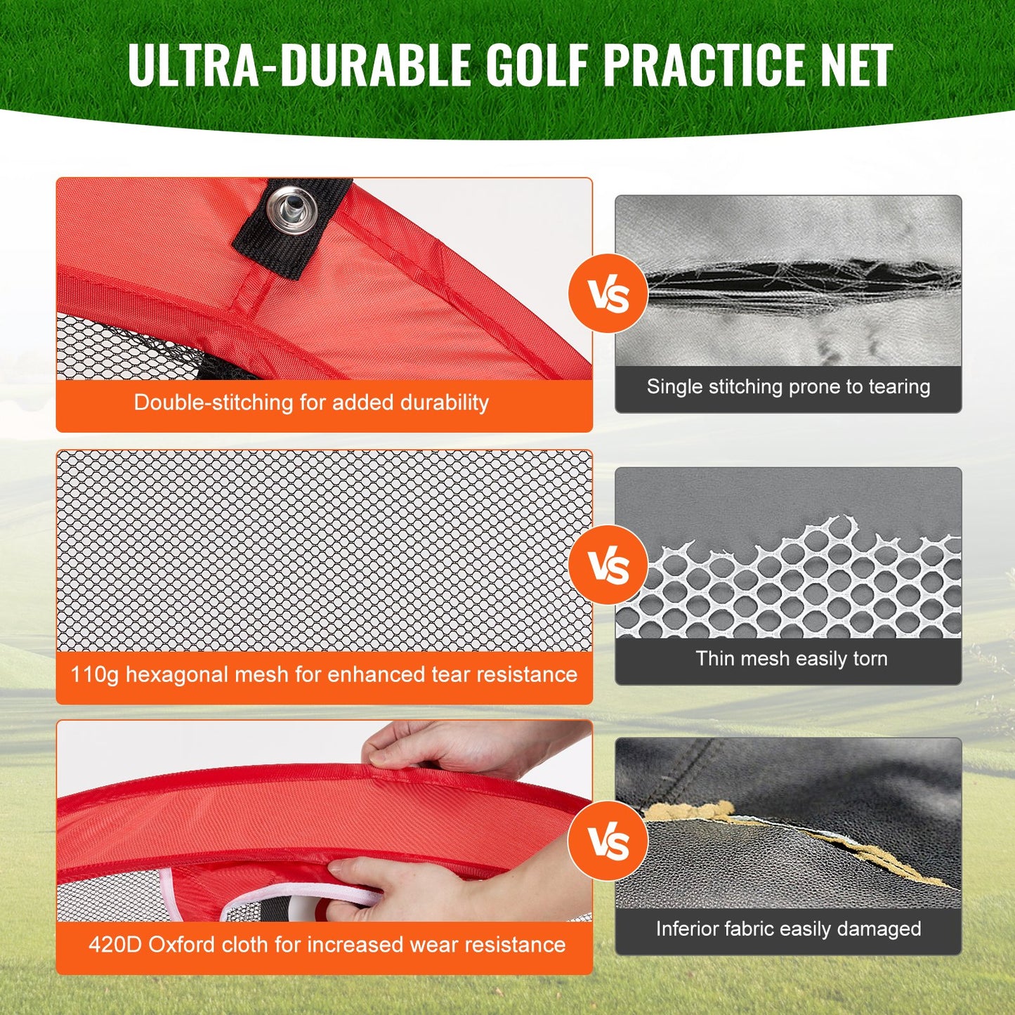 Golf Chipping Net, Pop Up Golf Practice Net, Portabelt inomhus utomhus Hem Golf Hitting Aid Net med mål och bärväska, för Backyard Driving Training Swing, Present för män, golfälskare, Röd