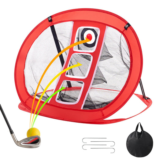 Golf Chipping Net, Pop Up Golf Practice Net, Portabelt inomhus utomhus Hem Golf Hitting Aid Net med mål och bärväska, för Backyard Driving Training Swing, Present för män, golfälskare, Röd