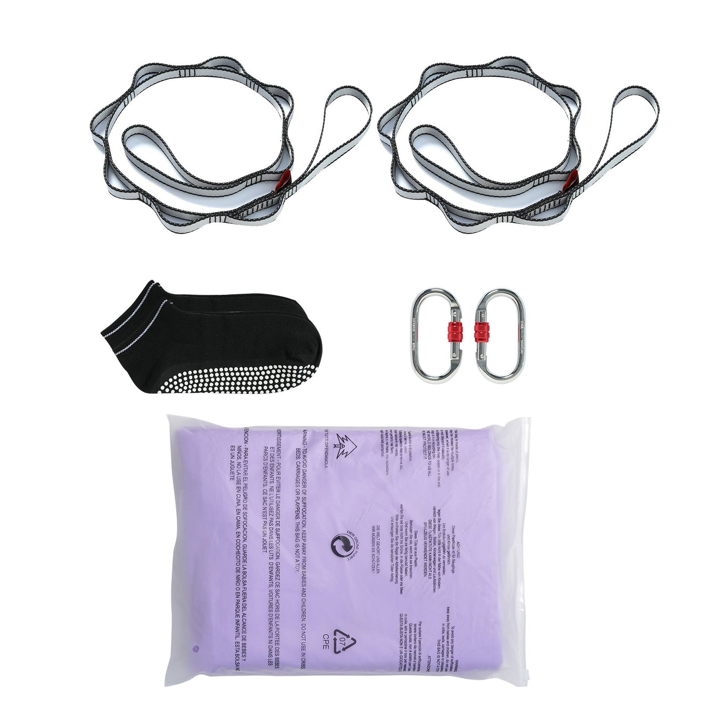 Aerial Yoga Hängmatta & Swing, 4,4 Yards, Yoga Starter Kit med 100gsm Nylontyg, Full Rigging Hårdvara och Enkel installationsguide, Antigravity Flying för alla nivåer Fitness Bodybuilding, Lila
