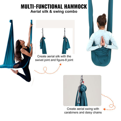 Aerial Yoga Hängematte &amp; Schaukel, 5,5 Yards, Aerial Yoga Starter Kit mit 100 g/m² Nylongewebe, komplette Takelage-Hardware und einfache Installationsanleitung, Anti-Schwerkraftfliegen für Fitness-Bodybuilding aller Niveaus, Grün