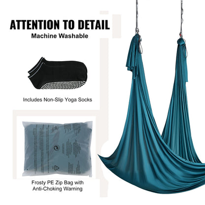 Aerial Yoga Hängematte &amp; Schaukel, 5,5 Yards, Aerial Yoga Starter Kit mit 100 g/m² Nylongewebe, komplette Takelage-Hardware und einfache Installationsanleitung, Anti-Schwerkraftfliegen für Fitness-Bodybuilding aller Niveaus, Grün