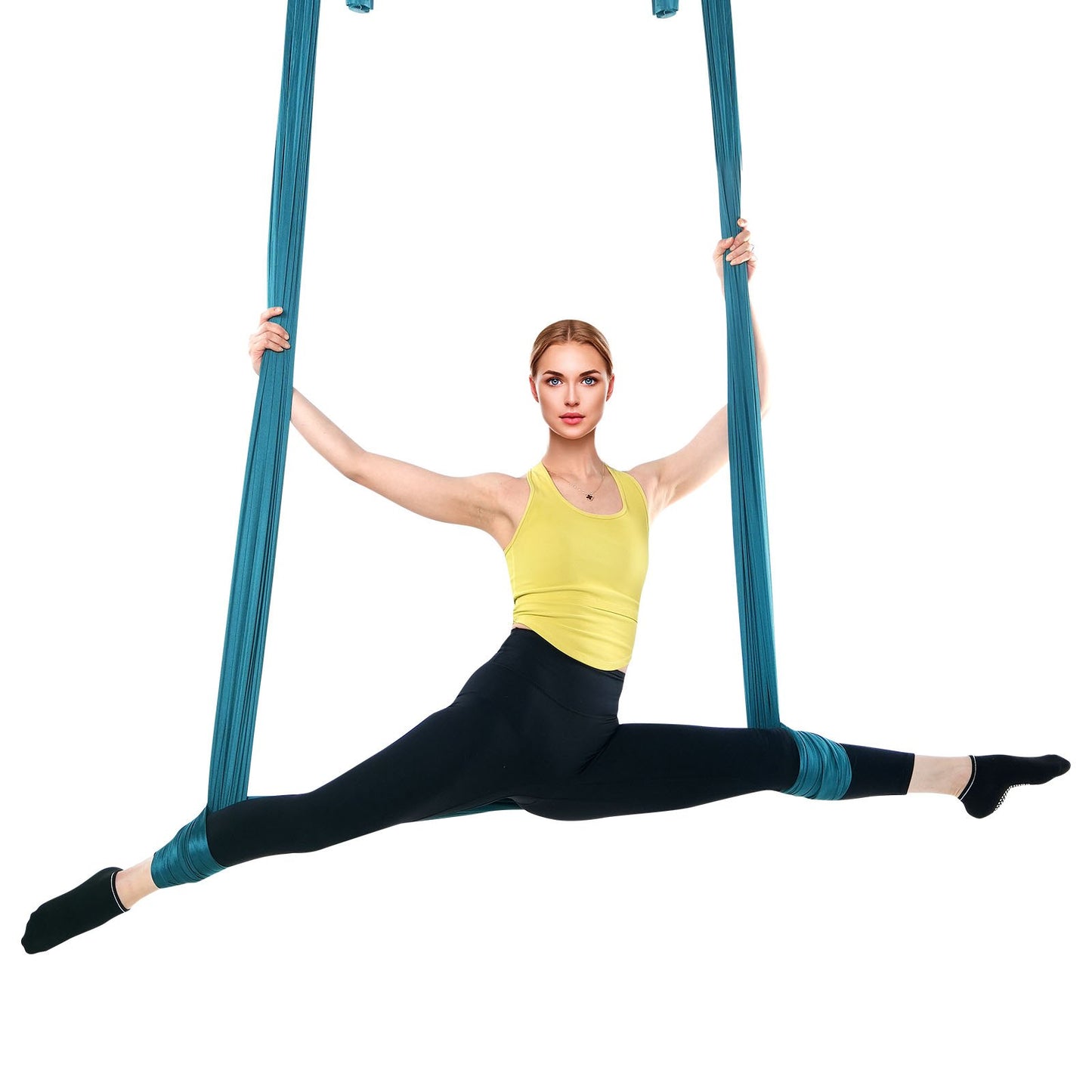 Aerial Yoga Hängematte &amp; Schaukel, 5,5 Yards, Aerial Yoga Starter Kit mit 100 g/m² Nylongewebe, komplette Takelage-Hardware und einfache Installationsanleitung, Anti-Schwerkraftfliegen für Fitness-Bodybuilding aller Niveaus, Grün