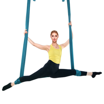 Aerial Yoga Hängematte &amp; Schaukel, 5,5 Yards, Aerial Yoga Starter Kit mit 100 g/m² Nylongewebe, komplette Takelage-Hardware und einfache Installationsanleitung, Anti-Schwerkraftfliegen für Fitness-Bodybuilding aller Niveaus, Grün