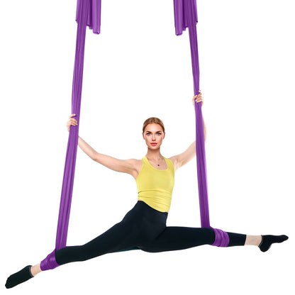 Aerial Silk & Yoga Swing, 8,7 Yards, Aerial Yoga Hängmatta Kit med 100gsm nylontyg, Full Rigging Hårdvara & Enkel installationsguide, Antigravity Flying för alla nivåer Fitness Bodybuilding, Lila